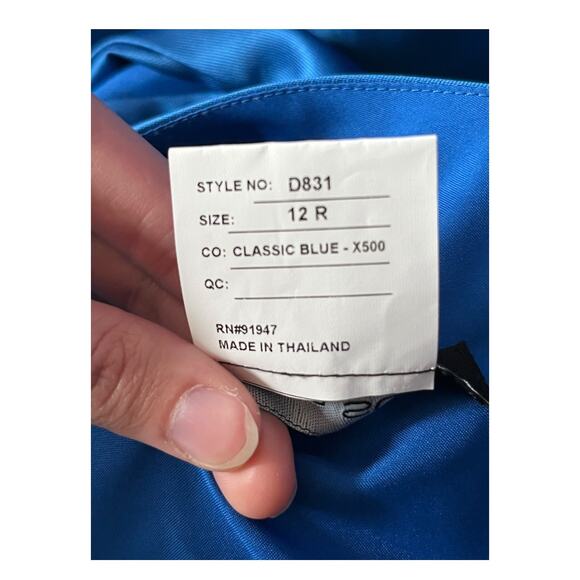 Alfred Sung Dress D831 One Shoulder satin gown blue size 12 - Picture 6 of 6